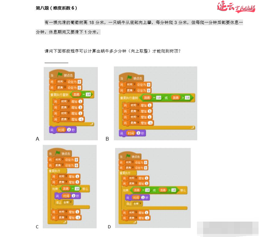 少儿无人机编程：少儿编程蓝桥杯之Scratch编程考试选择题第八题！~(图1)